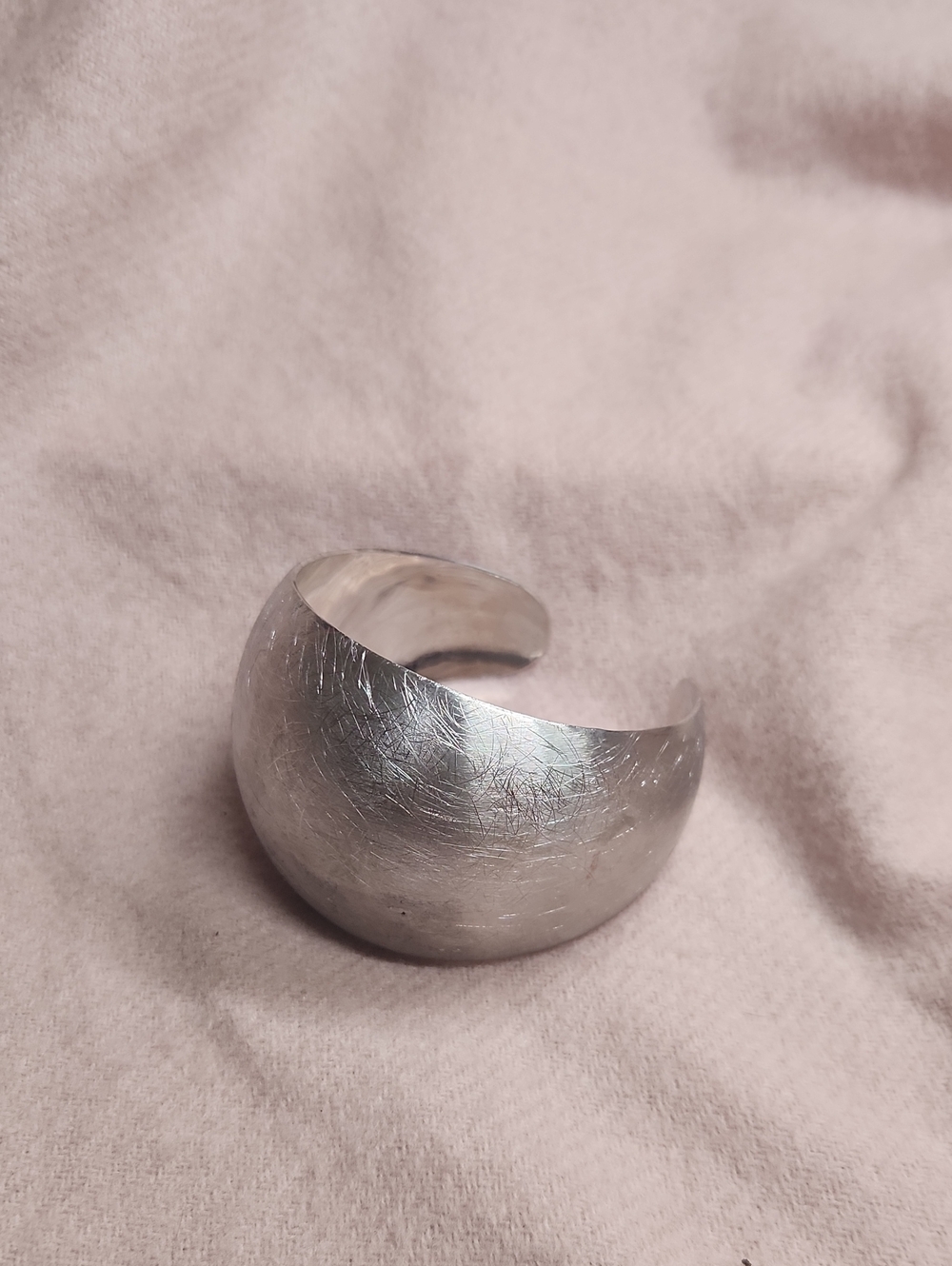 Brushed Silver Wide Cuff Bracelet